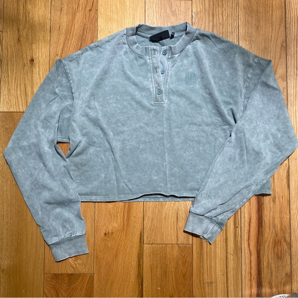 Grey Cropped Long Sleeve Shirt